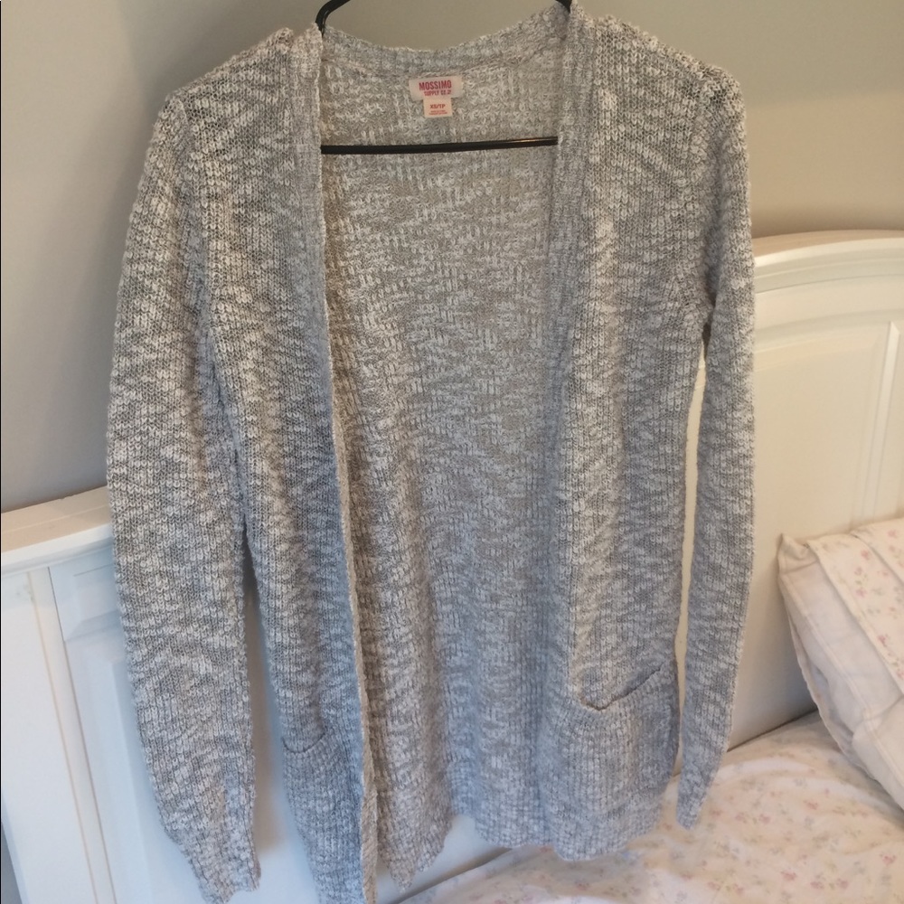 Gray white heathered oversized cardigan sweater